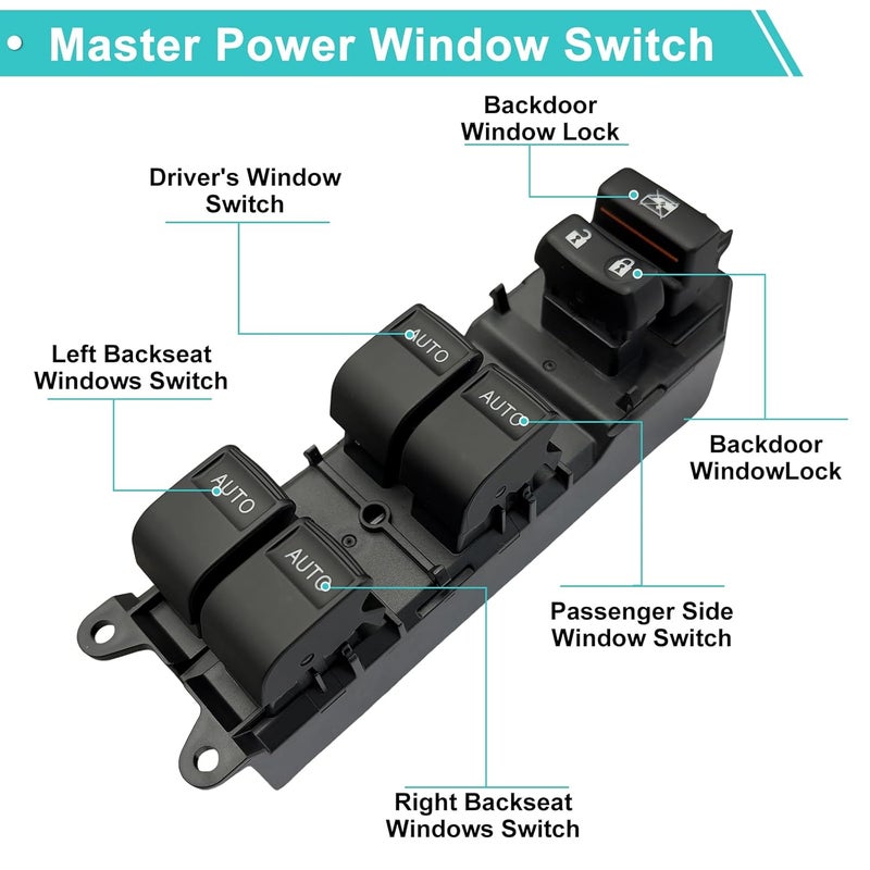 BELGEMAY LED Power Window Master Switch with Blue Illumination, Electric Door Lock Control Panel, Compatible with Toyota Part 84820-0R040 - Image 5